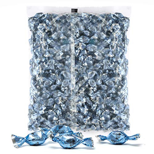 Color Themed Hard Candy - Bulk 4 Pound Bag of Light Blue Color Foil Mini Candies Individually Wrapped Raspberry Fruit-Filled Flavored Candy (Kosher, About 940 Candies)