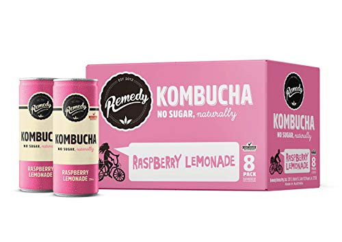 Remedy Raw Organic Kombucha - Sparkling Live Cultured Drink - Sugar Free Raspberry Lemonade - 8.5 Fl Oz Can, 8-Pack