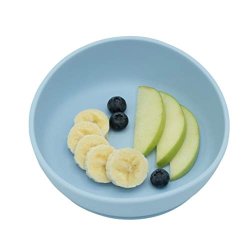 Silicone Suction Training Bowl for Babies and Toddlers (Light Blue Bowl)