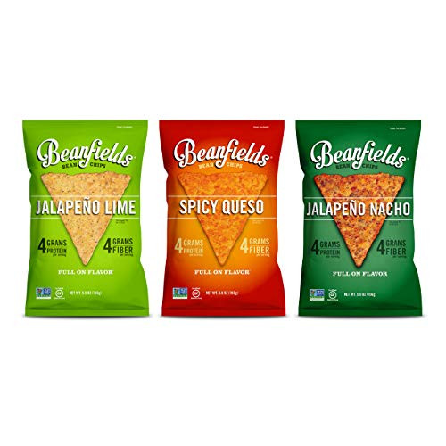 Beanfields Bean Chips, 3 Flavor Spicy Pack: Jalapeño Lime, Spicy Queso, Jalapeño Nacho, 5.5 Ounce, (Pack of 3)