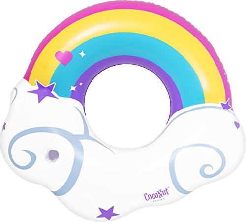 Inflatables Giant Pool Float Rainbow Cloud with Cup Holder