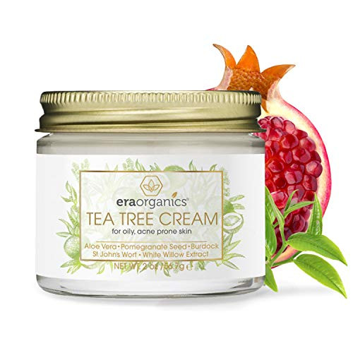 Era Organics Tea Tree Oil Face Cream - For Oily, Acne Prone Skin, Extra Soothing & Nourishing Non-Greasy Botanical Facial Moisturizer with 7X Ingredients For Rosacea, Cystic Acne, Blackheads & Redness Era Organics Tea Tree Oil Face Cream - For Oily, Acne Prone Skin, Extra Soothing & Nourishing Non-Greasy Botanical Facial Moisturizer with 7X Ingredients For Rosacea, Cystic Acne, Blackheads & Redness