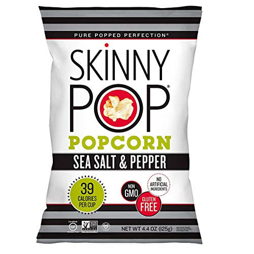 SkinnyPop Sea Salt & Pepper Popcorn, Individual Bags, Gluten Free Popcorn, Non-GMO, 4.4oz (Pack of 12) SkinnyPop Sea Salt & Pepper Popcorn, Individual Bags, Gluten Free Popcorn, Non-GMO, 4.4oz (Pack of 12)