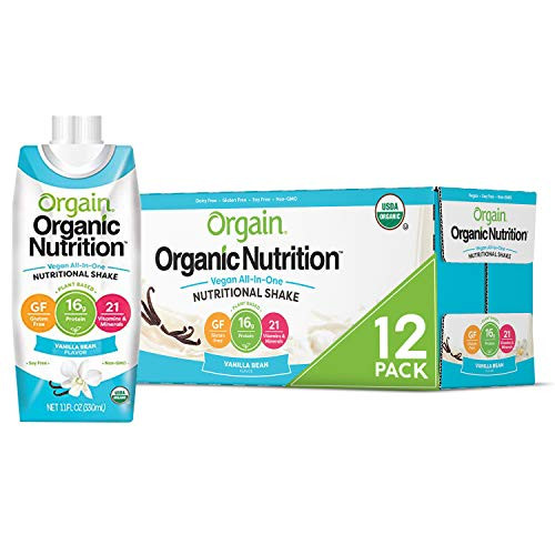 Orgain Organic Vegan Plant Based Nutritional Shake, Vanilla Bean - 16g Protein, 21 Vitamins & Minerals, Gluten Free, Lactose Free, Kosher, Non-GMO (Packaging May Vary) 12 COUNT