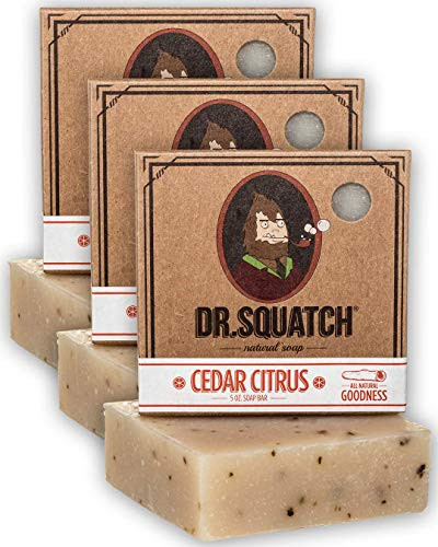 Dr. Squatch Men's Soap 3-Pack Bundle  Cedar Citrus Scented Natural Bar Soap for Men  Skin Exfoliating and Body Nourishing  Organic Handmade in USA (3 Bar Set)
