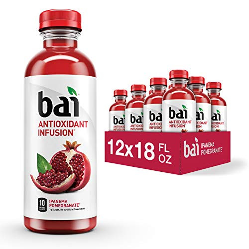Bai Flavored Water, Ipanema Pomegranate, Antioxidant Infused Drinks, 18 Fluid Ounce Bottles, 12 Count