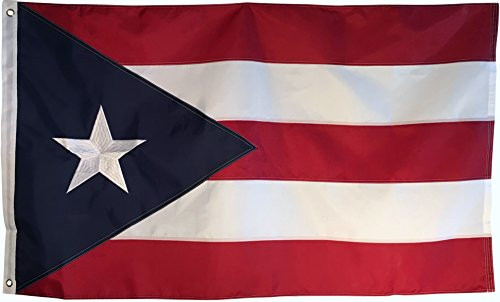 Puerto Rico Flag - 3x5 Foot Outdoor Nylon Banner with Embroidered Star and Double Stitched Sewn Stripes - Durable UV Fade Resistant - Red White and Blue Puerto Rican Flags Puerto Rico Flag - 3x5 Foot Outdoor Nylon Banner with Embroidered Star and Double Stitched Sewn Stripes - Durable UV Fade Resistant - Red White and Blue Puerto Rican Flags