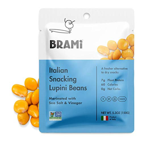 BRAMI Lupini Beans Snack, Sea Salt & Vinegar | 7g Plant Protein, 0g Net Carbs | Vegan, Vegetarian, Keto, Plant Based, Mediterranean Diet, Non Perishable | 5.3 Ounce (8 Count)