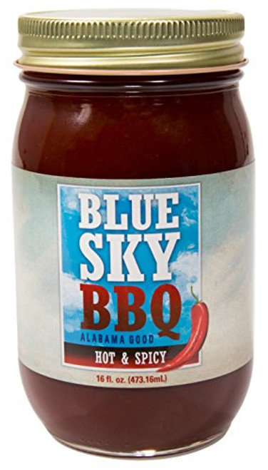 BBQ Sauce-Blue Sky BBQ Hot & Spicy-All Purpose Craft Gourmet Barbecue Sauce-Gluten Free-Grilling-Smoking-Rib-Brisket-Salmon-Pork-Chicken-Hamburger- Sauce, 16 fl oz Glass Jar BBQ Sauce-Blue Sky BBQ Hot & Spicy-All Purpose Craft Gourmet Barbecue Sauce-Gluten Free-Grilling-Smoking-Rib-Brisket-Salmon-Pork-Chicken-Hamburger- Sauce, 16 fl oz Glass Jar
