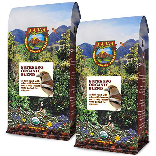 Java Planet, Organic Coffee Beans, Espresso Blend, Gourmet Dark Roast of Arabica Whole Bean Coffees, Certified Organic, Grown at High Altitude, Two 1LB Bags