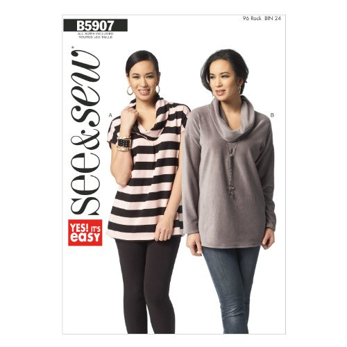 BUTTERICK PATTERNS B5907 Misses' Top Sewing Template, Size A in One Envelope