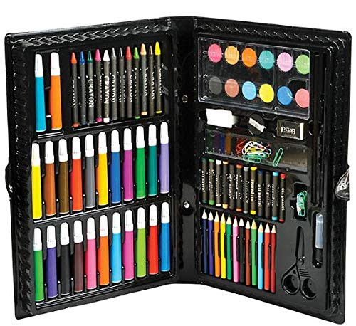 Deluxe Master Art Supplies Set for Kids - Perfect Beginner Artist Coloring and Drawing Kit - 101 Piece Art Set in Black Case Includes Watercolor, Crayons, Colored Markers, Color Pencils & More By N