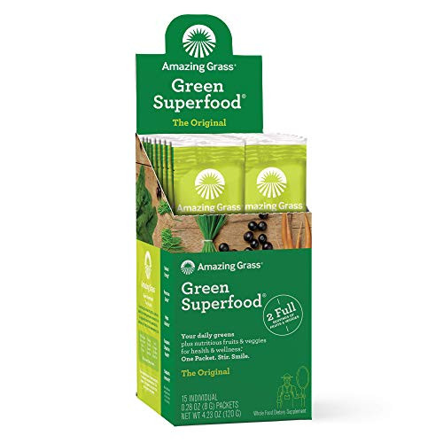 Amazing Grass Green Superfood: Super Greens Powder with Spirulina, Chlorella, Digestive Enzymes & Probiotics, Original, 15 Servings Amazing Grass Green Superfood: Super Greens Powder with Spirulina, Chlorella, Digestive Enzymes & Probiotics, Original, 15 Servings