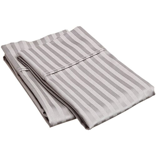 SUPERIOR Impressions Combed Cotton 300 Thread Count Pillowcase Pair Stripe, Grey, King