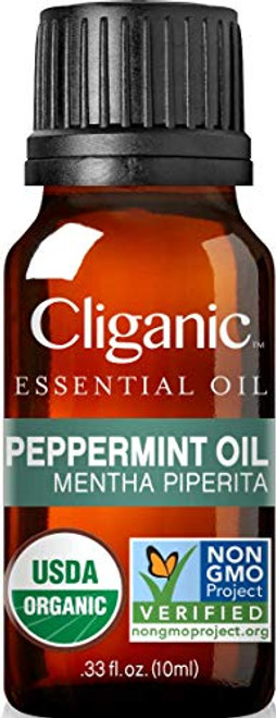 Cliganic USDA Organic Peppermint Essential Oil, 100% Pure Natural Undiluted, Therapeutic Grade for Aromatherapy | Premium Certified Organic, Non-GMO
