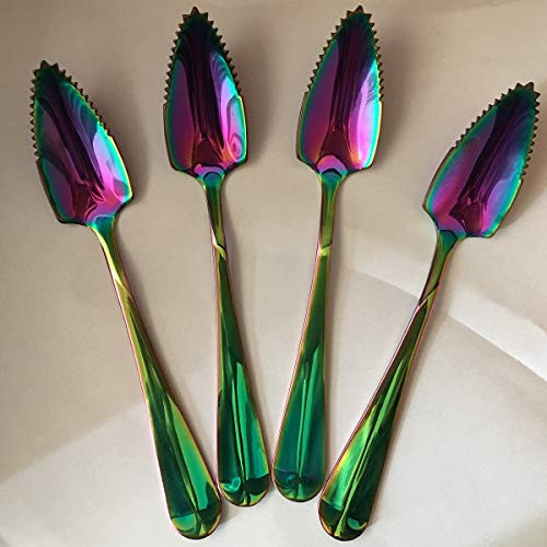 Choary 4 piece rainbow Grapefruit Spoons,6.1 inch Metal Stainless Steel rainbow Grapefruit Spoons