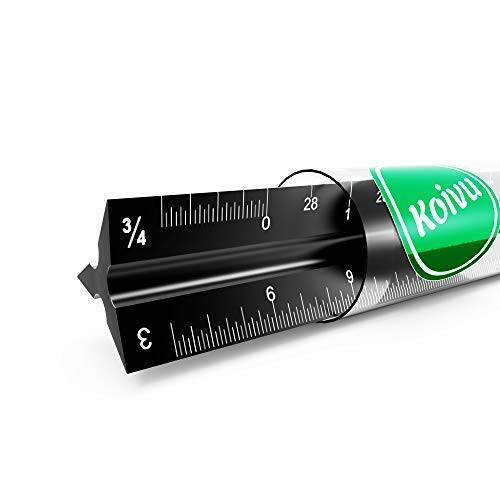 Architect Scale Ruler 12 Inch | Professional Architectural Blueprint Tool for Architects and Engineers | Laser Etched Black Aluminum Ruler for Drawing, Drafting and Measuring | Bonus eBook