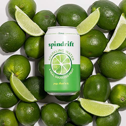 Spindrift Sparkling Water, Lime Flavored, Made with Real Squeezed Fruit, 12 Fl Oz Cans, Pack of 24 (Only 4 Calories per Seltzer Water Can)