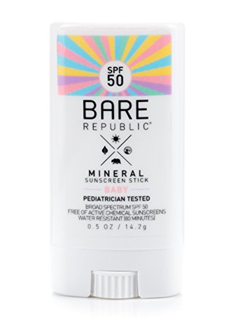 Bare Republic Mineral SPF 50 Baby Sunscreen Stick. Unscented and Gentle Sunscreen Stick with SPF 50 for Babies 6 Months and Older, 0.5 Ounces.