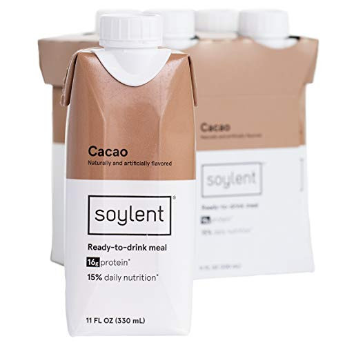 Soylent Cacao (Chocolate) Plant Protein Meal Replacement Shake, 11 Oz, Pack of 4 (Packaging May Vary)