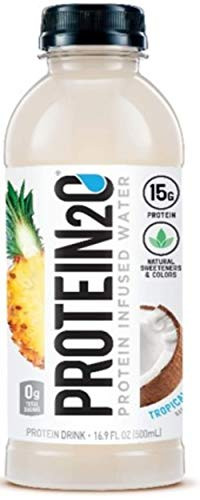 Protein2o Low Calorie Protein Infused Water, 15g Whey Protein Isolate, Tropical Coconut (Pack of 12), 16.89 Ounce