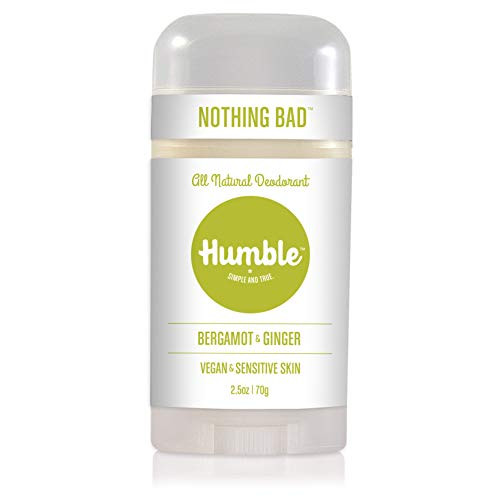 Humble Brands All Natural Vegan Aluminum Free Deodorant Stick for Sensitive Skin, Lasts All Day, Safe, and Certified Cruelty Free, Bergamot and Ginger, Pack of 1