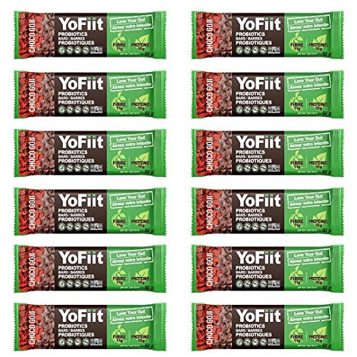 Goji-Chocolate High Fiber Protein Bars. Low Sugar, Gluten Free, Soy Free, Dairy Free (Vegan), Non-GMO. with Probiotics & Prebiotics for Healthy Digestion (12 Pack)