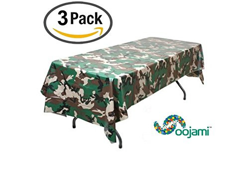 Pack of 3 Camouflage Plastic Tablecover Camo Tablecloth - 54" x 108"
