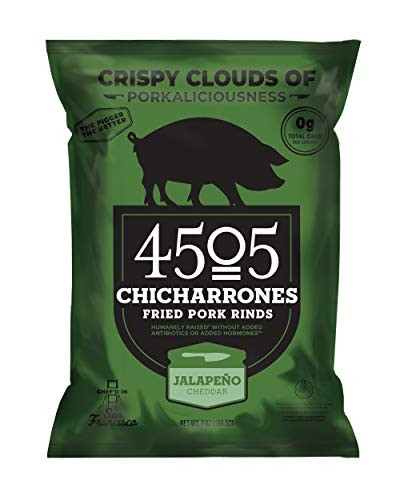 4505 Jalapeno Cheddar Pork Rinds, Certified Keto, Humanely Raised, Family Size Bag, 7oz