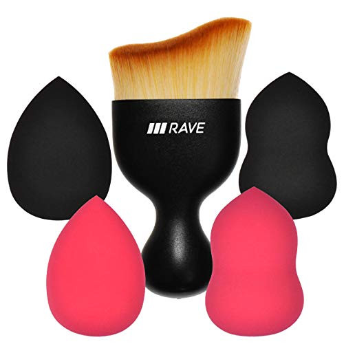 Rave Makeup Sponge Set, Contour Kabuki Foundation Makeup Brush, Latex Free Makeup Blender Beauty Sponges, Apply Creams, Powders, Bronzers or Concealers