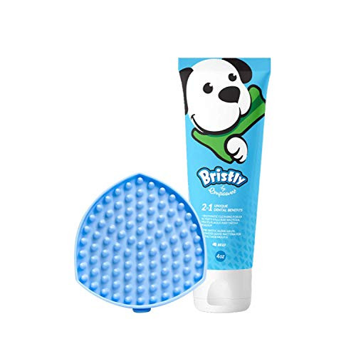 Bristly Fresh Breath Dog Oral Care Pack - Dog Dental Kit Including Pre-Biotic & Enzymatic Dog Toothpaste and Vet Approved Tongue Cleaner - Dog Dental Care Kit for Fresh Breath and Clean Teeth
