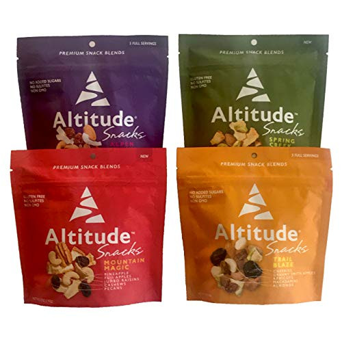 Altitude Snacks Variety 4-Pack | Premium Dried Fruit & Nut Blends | Healthy Snacks for Your Next Adventure | Four 5 oz pouches
