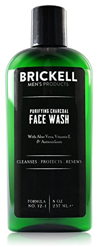 Brickell Men's Purifying Charcoal Face Wash for Men, Natural and Organic Daily Facial Cleanser, 8 Ounce, Scented