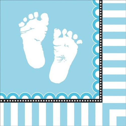 16-Count Paper Lunch Napkins, Sweet Baby Feet Blue