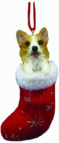 Welsh Corgi Christmas Stocking Ornament with "Santa's Little Pals" Hand Painted and Stitched Detail
