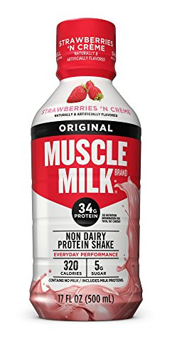 Muscle Milk Original Protein Shake, Strawberries 'N Creme, 34g Protein, 17 FL OZ, 12 Count
