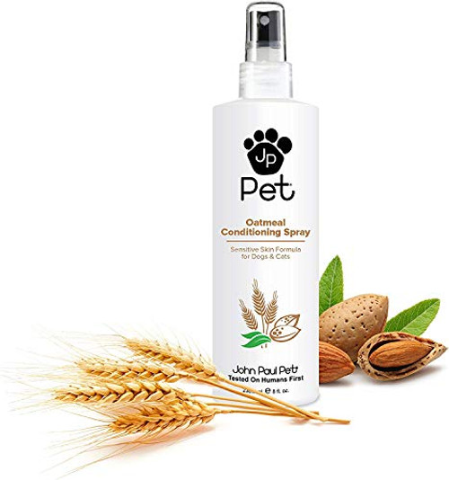 John Paul Pet Oatmeal Conditioning Spray for Dogs and Cats, Sensitive Skin Formula Soothes and Moisturizes Dry Skin and Fur, Non-Aerosol, 8-Ounce
