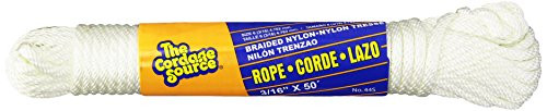 Cordage Source 44S No.6 Solid Braid Nylon Sash Cord, 50-Feet