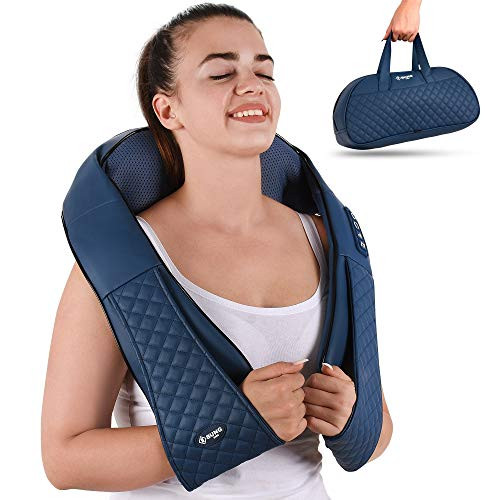 Healthex Electric Neck and Back Massager  Shiatsu Shoulder Massager with Heat 8 Nodes  Deep Tissue Kneading Pillow  for Neck, Back, Shoulder, Foot, Leg, Muscle Pain Relief, Use at Home, Office, Car
