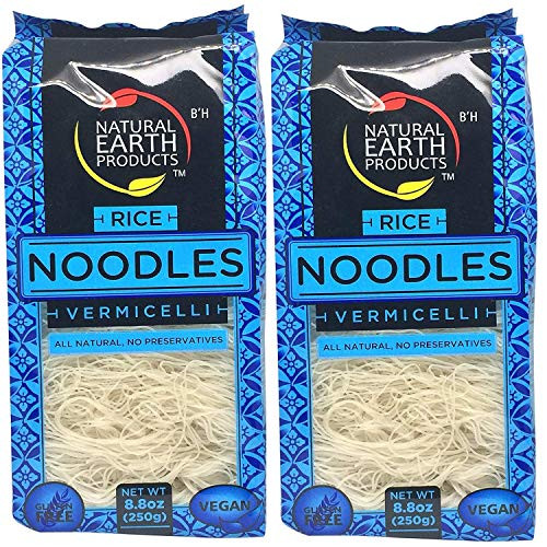 Fine Rice Noodles, Vermicelli, All Natural, No Preservatives, Vegan and Gluten-Free, Certified Kosher, 8.8oz Container (2-Pack)