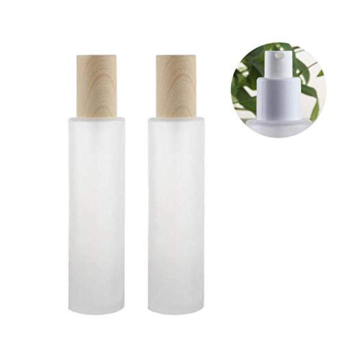 XINGZI 2PCS 120ML 4OZ Empty Frosted Glass Lotion Bottle with White Pump Head and Cap Emulsion Shower Gel Shampoo Conditioner Storage Holder Portable Refillable Cosmetic Travel Containers Jars