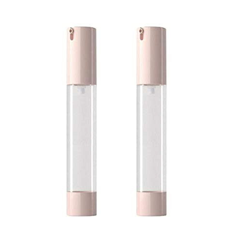 2PCS 30ml/1oz Plastic Clear Airless Vacuum Pump Press Bottle Empty Refillable Lotion Dispenser with Pink Lid Portable Travel Sample Packing Container Jar for Lotion Essence Emulsion Serum