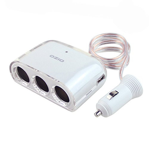 Car Cigarette Lighter Splitter, MASO 12V/24V 3-Socket Cigarette Lighter Adapter with 4.8A Dual USB Car Charger for iPhone, Samsung, iPad, Android, GPS etc.