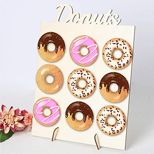 Nobgum Wooden Donuts Stand, Doughnut Stand Display Holder for Wedding Patry Birthday Decorations,Kitchen,Shop,Dount Hole Baker,Kids Mini Donuts Favors,Donut Parties,Sweets Tables,Baby Showers