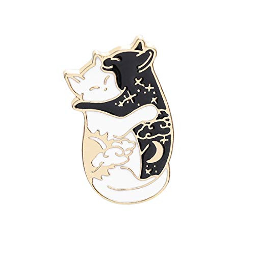 UINKE Cute Enamel Lapel Pin Cartoon Black White Cats Brooches Pin Badges for Clothing Bags Backpacks Jackets Hat DIY