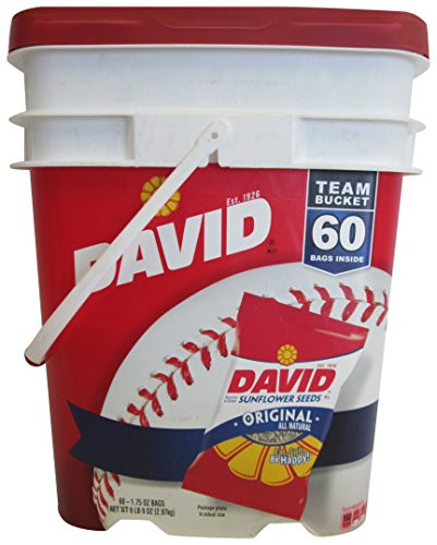 David Sunflower Seeds Roasted & Salted Original All Natural, Team Bucket 60 Pack Of 1.75 Oz Bags by David Seeds