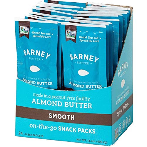 BARNEY Almond Butter Snack Pack, Smooth, Paleo Friendly, KETO, Non-GMO, Skin-Free, 0.6 Ounce, 24 Count