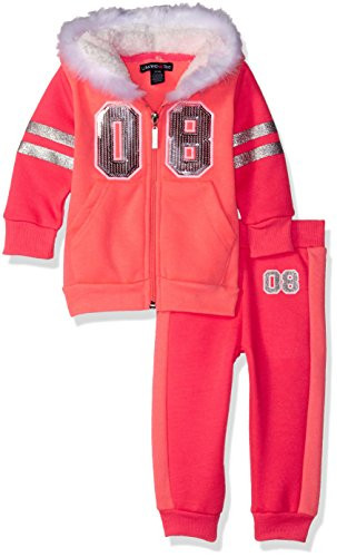 Limited Too Baby Girls' 2 Piece Fleece Jog Set, KQ50-Neon Light Coral, 12M