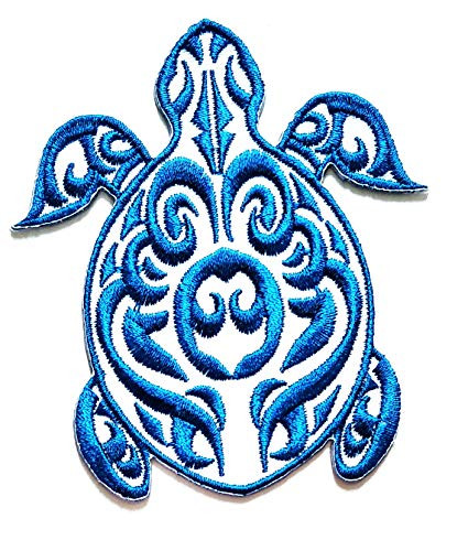 Nipitshop Patches White Blue Turtle sea Animal Fantasy Cartoon Kids Patch Embroidered Iron On Patch for Clothes Backpacks T-Shirt Jeans Skirt Vests Scarf Hat Bag