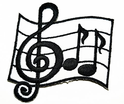 HHO Musical Notes G Clef Eighth Music Scale Classical Embroidered Patch Embroidered DIY Patches Cute Applique Sew Iron on Kids Craft Patch for Bags Jackets Jeans Clothes
